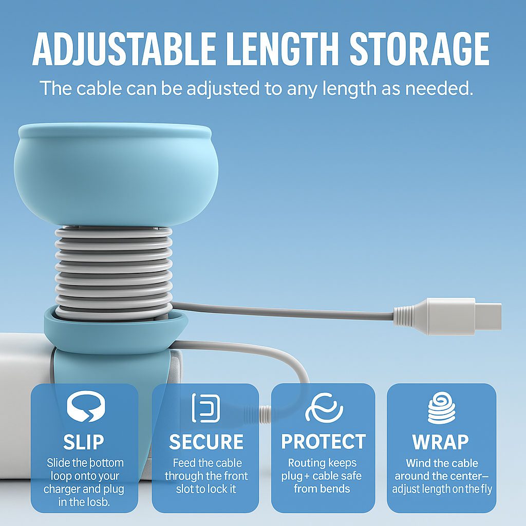 2-Pack Silicone Charging Cable Organizer