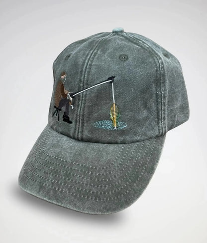 🎣Embroidered Fisherman Hat with Pull-Up Glass Fish