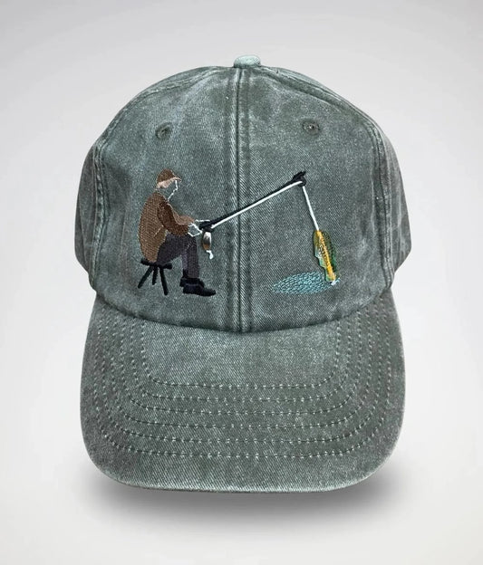 🎣Embroidered Fisherman Hat with Pull-Up Glass Fish