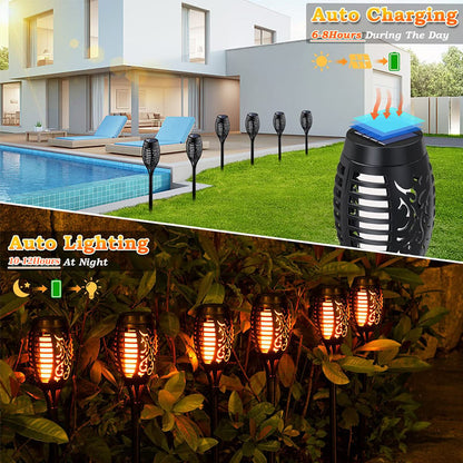 2025 Upgraded Solar Torch Lights with Flickering Flame Effect for Halloween Outside Patio Pathway Yard Decor