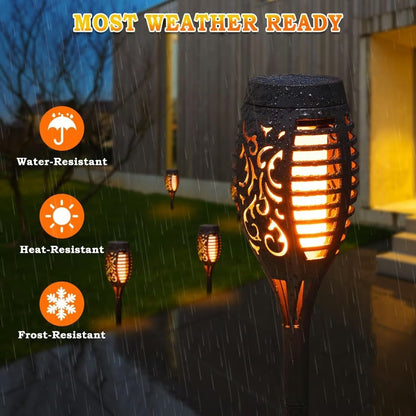 2025 Upgraded Solar Torch Lights with Flickering Flame Effect for Halloween Outside Patio Pathway Yard Decor