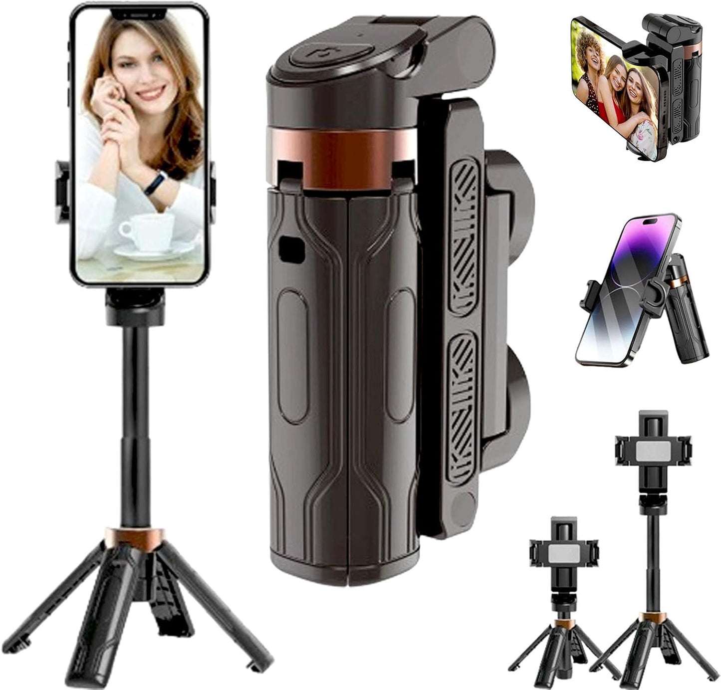 Portable Mini Phone Stand & Multi-Angle Rotation, Detachable Bluetooth Remote Control