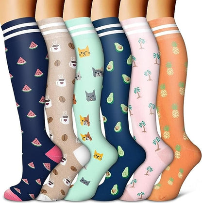 6 Pairs Compression Premium Sports Socks for Women & Men