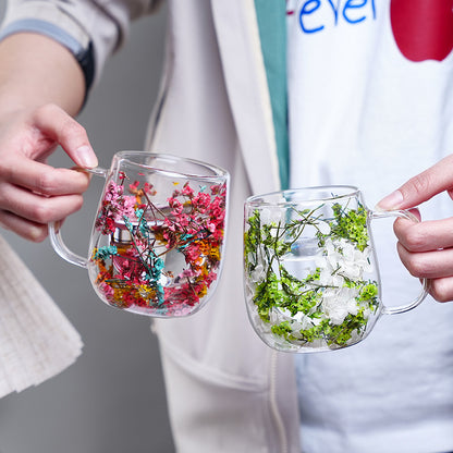 🌸Transparent Double Glass Flower Tea Cup