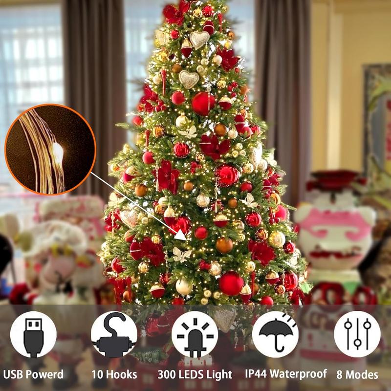 💡300 LED Curtain Fairy Lights with Remote – 8 Sparkling Modes for Christmas & Parties