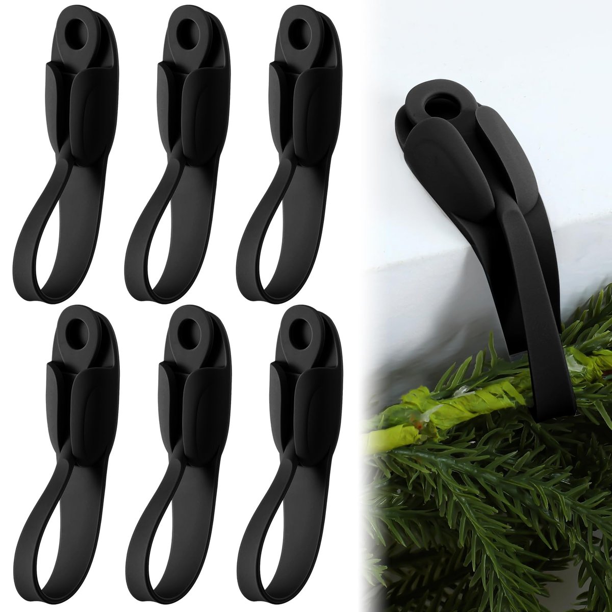 🎄Rugged, Durable, Versatile✨6 PCS Christmas Silicone Garland Hangers