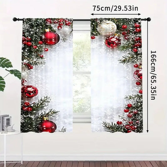 Christmas ball holiday printed curtains