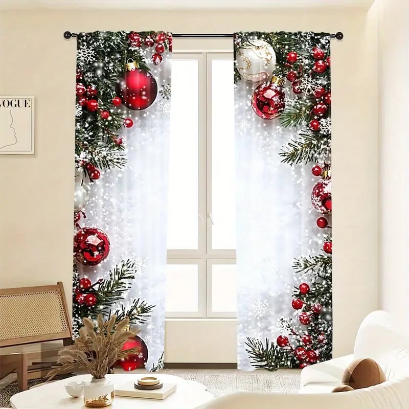 Christmas ball holiday printed curtains