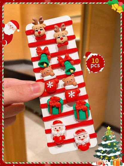🎄40pcs/Set Cute Christmas Hair Scrunchies, Ideal For Holiday Hairstyles🎀