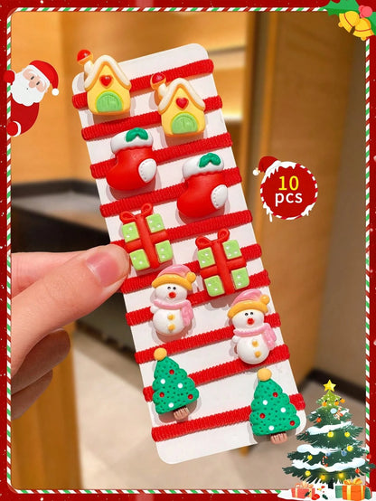 🎄40pcs/Set Cute Christmas Hair Scrunchies, Ideal For Holiday Hairstyles🎀