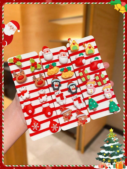 🎄40pcs/Set Cute Christmas Hair Scrunchies, Ideal For Holiday Hairstyles🎀