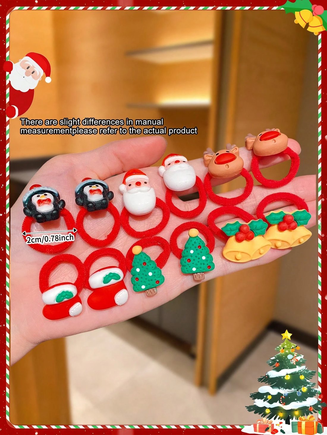🎄40pcs/Set Cute Christmas Hair Scrunchies, Ideal For Holiday Hairstyles🎀