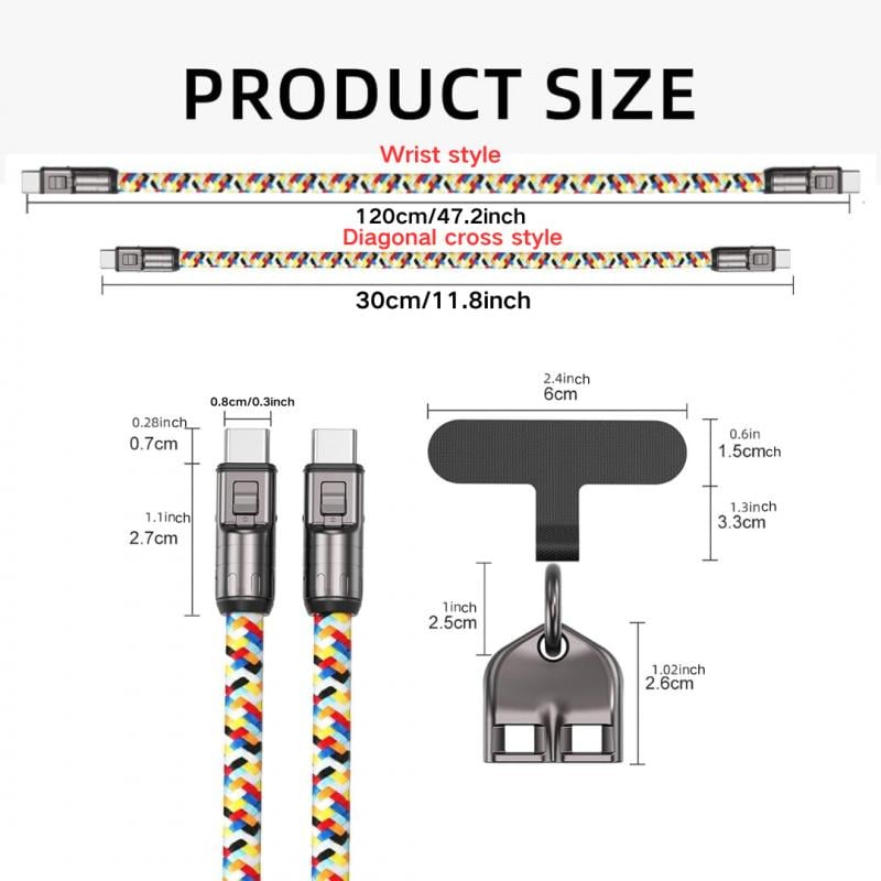 2 IN 1 Cell Phone Lanyard Fast Charging Data Cable