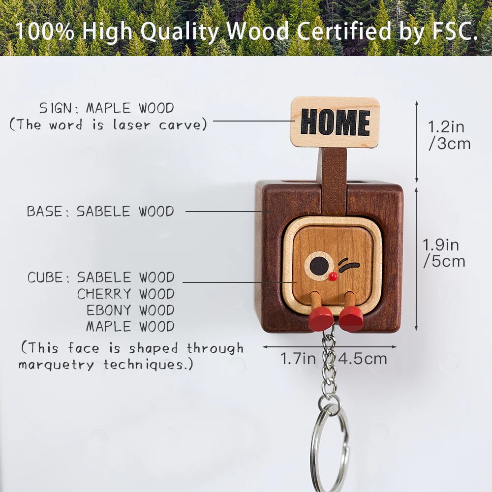 Magnetic Solid Wood Keychain❤️Hand-carved and assembled