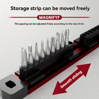 Pro-Series Aluminum Magnetic Hex Bit Organizer | 40-Slot 1/4" Drive Holder