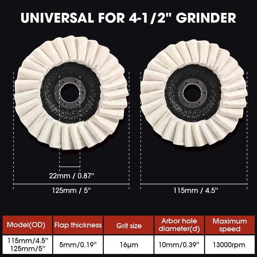 3-PCS Wool Felt Flap Polishing Discs