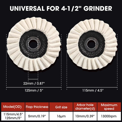 3-PCS Wool Felt Flap Polishing Discs