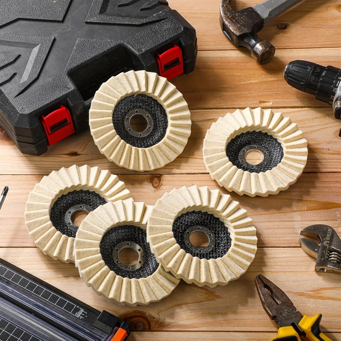 3-PCS Wool Felt Flap Polishing Discs