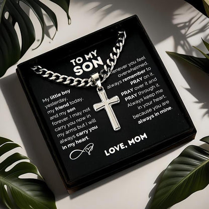 ❤️"To My Son" Stainless Steel Cross Pendant Necklace(🎁Free Gift Box)