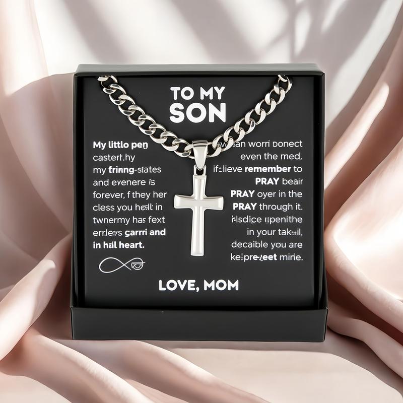 ❤️"To My Son" Stainless Steel Cross Pendant Necklace(🎁Free Gift Box)