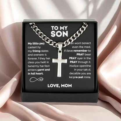 ❤️"To My Son" Stainless Steel Cross Pendant Necklace(🎁Free Gift Box)