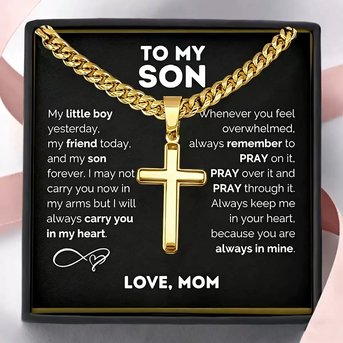 ❤️"To My Son" Stainless Steel Cross Pendant Necklace(🎁Free Gift Box)