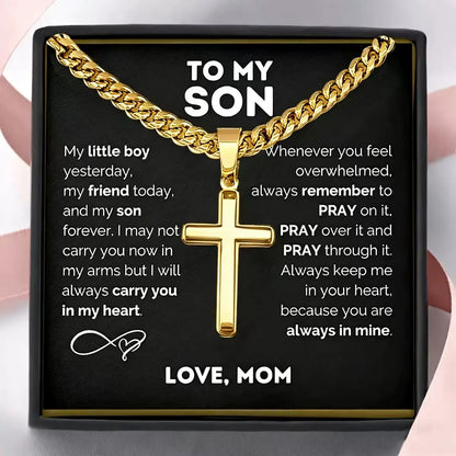 ❤️"To My Son" Stainless Steel Cross Pendant Necklace(🎁Free Gift Box)