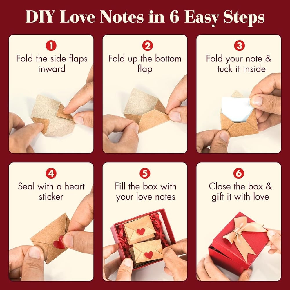 🎁❤️DIY Love Notes Box - Mini Blank Cards & Envelopes for Him Her