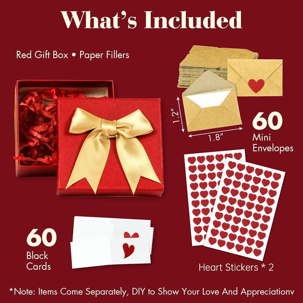 🎁❤️DIY Love Notes Box - Mini Blank Cards & Envelopes for Him Her