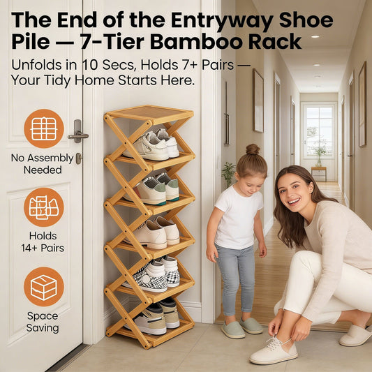 The 9-Tier No-Assembly Bamboo Rack !🌿👟