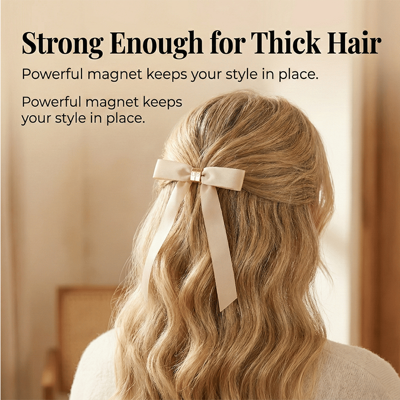 🎀 The "Instant Elegant": Magnetic Snap-On Bow Hair Clip