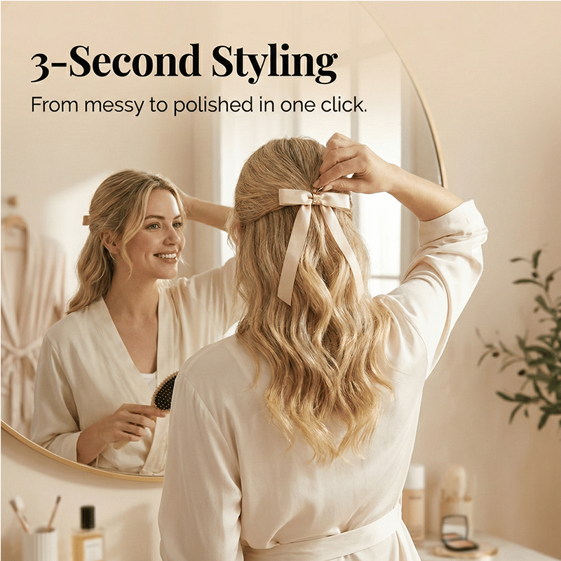 🎀 The "Instant Elegant": Magnetic Snap-On Bow Hair Clip