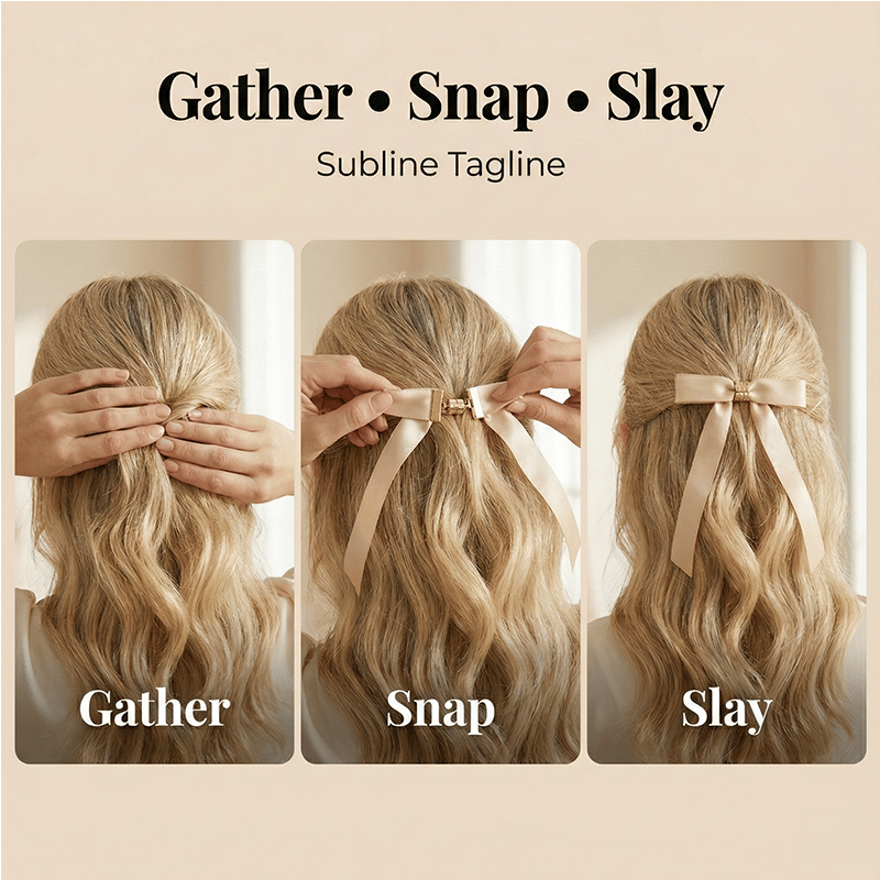 🎀 The "Instant Elegant": Magnetic Snap-On Bow Hair Clip
