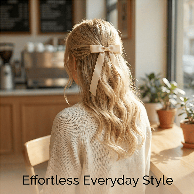 🎀 The "Instant Elegant": Magnetic Snap-On Bow Hair Clip