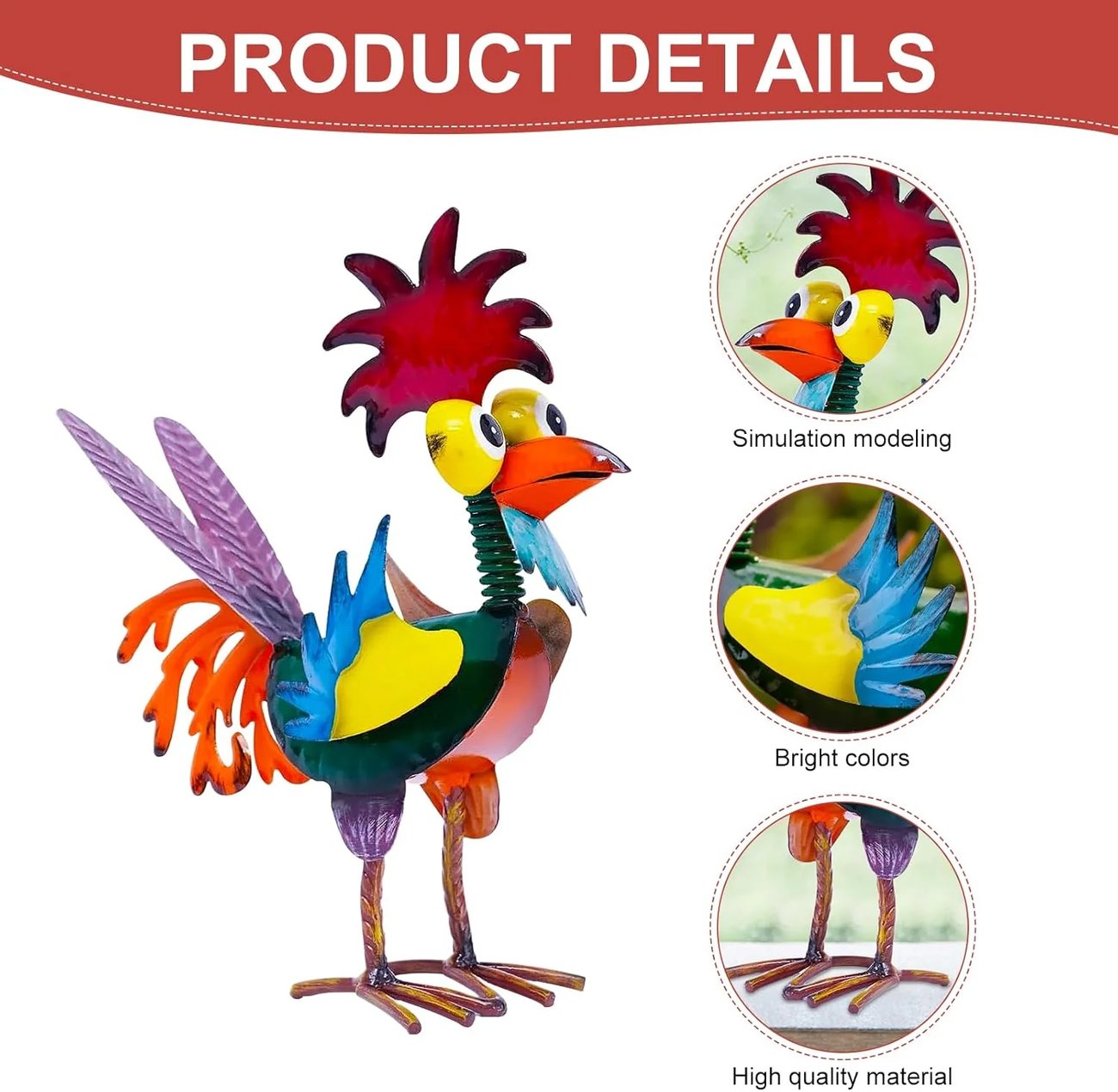 🐓 Metal-Rooster Outdoor Statue