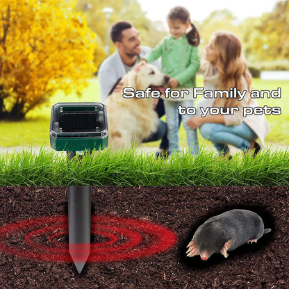Upgraded 7000ft.🔥Solar Power Ultrasonic Gopher Mice Mole Pest Snake Repellent