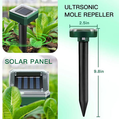 Upgraded 7000ft.🔥Solar Power Ultrasonic Gopher Mice Mole Pest Snake Repellent