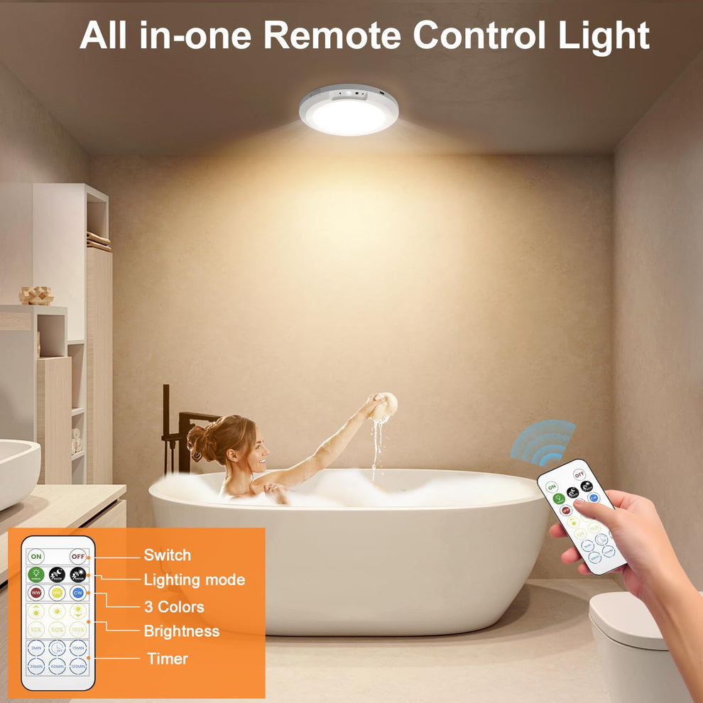 2026 Upgraded Wireless Rechargeable Motion Sensor Ceiling Light with Remote