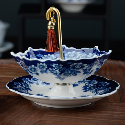 5000-Year Blue and White Porcelain Umbrella Tea Infuser Set