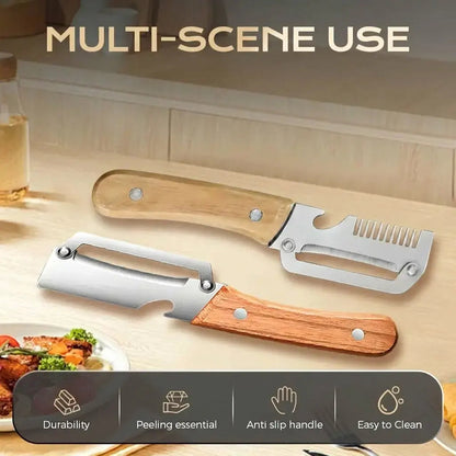 🔥 Last Day 49% OFF✨ Heavy-Duty Stainless Steel Vegetable Peeler with Ergonomic Wooden Handle