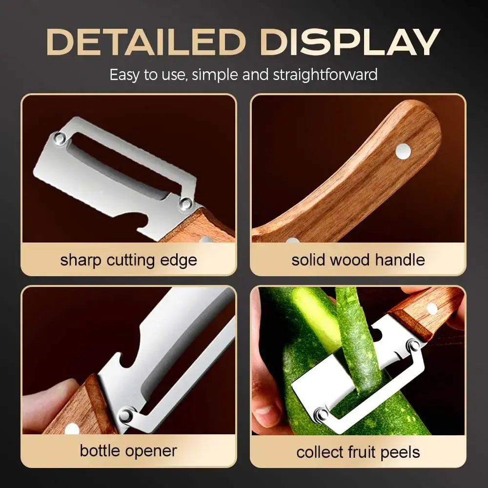 🔥 Last Day 49% OFF✨ Heavy-Duty Stainless Steel Vegetable Peeler with Ergonomic Wooden Handle
