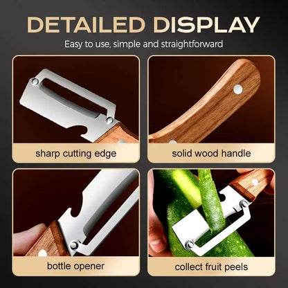 🔥 Last Day 49% OFF✨ Heavy-Duty Stainless Steel Vegetable Peeler with Ergonomic Wooden Handle