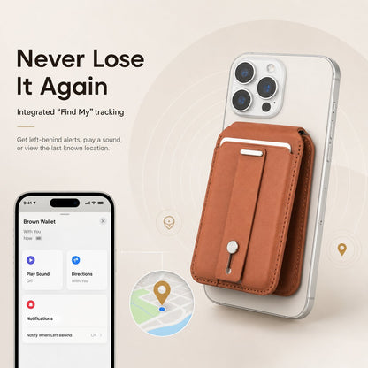 🛡️ MagSafe Smart "Find My" Wallet – Premium Leather Card Holder & Kickstand