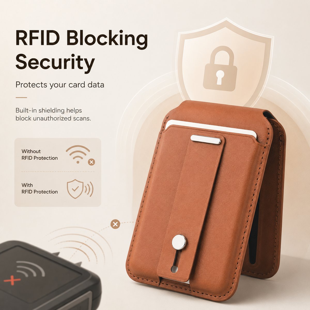 🛡️ MagSafe Smart "Find My" Wallet – Premium Leather Card Holder & Kickstand