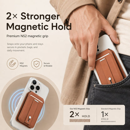 🛡️ MagSafe Smart "Find My" Wallet – Premium Leather Card Holder & Kickstand