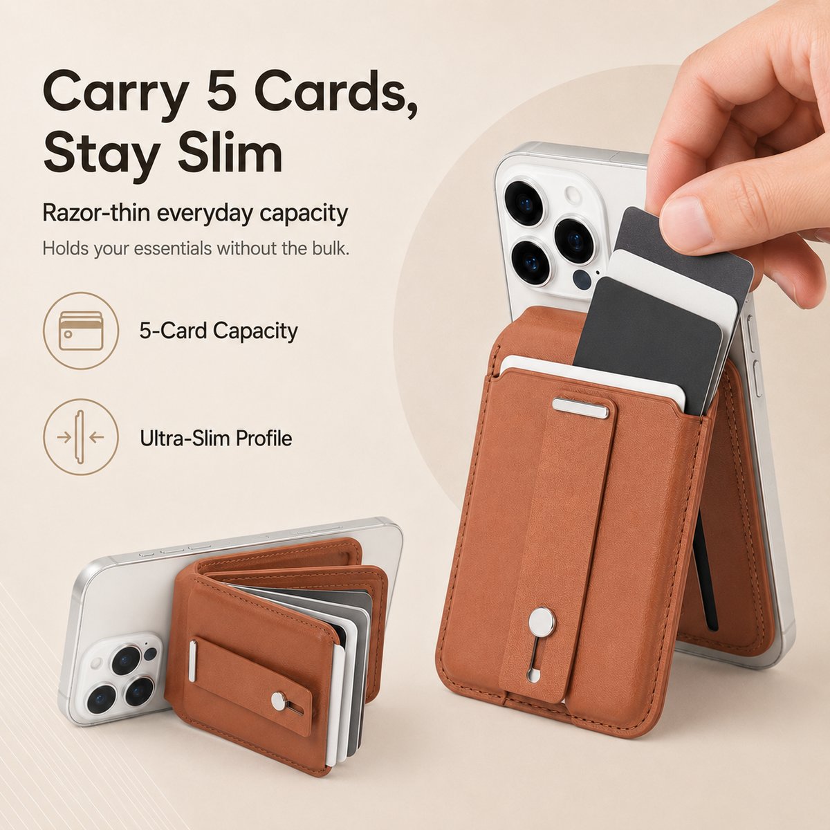 🛡️ MagSafe Smart "Find My" Wallet – Premium Leather Card Holder & Kickstand