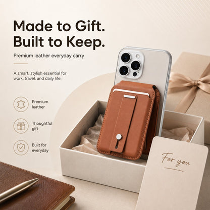 🛡️ MagSafe Smart "Find My" Wallet – Premium Leather Card Holder & Kickstand