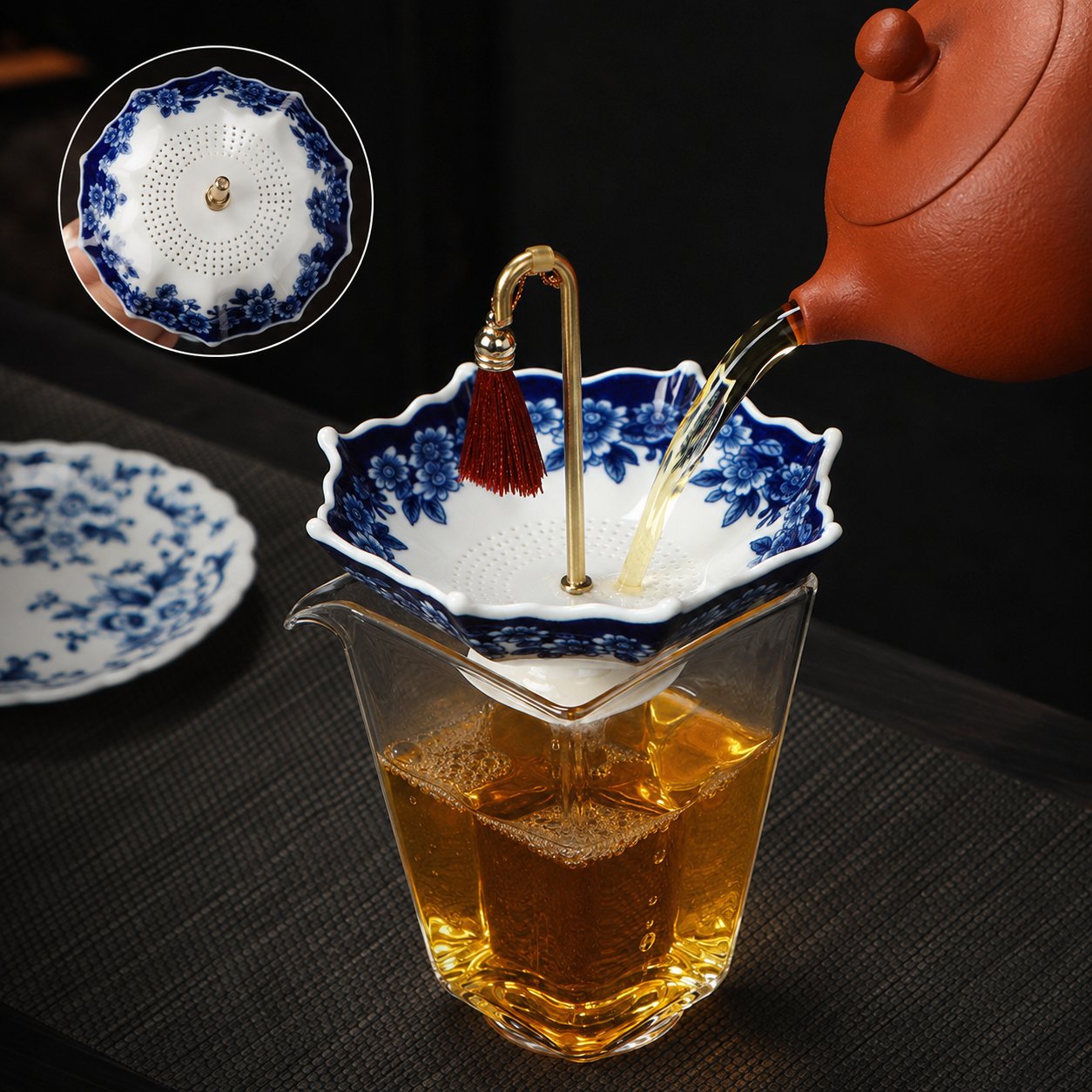 5000-Year Blue and White Porcelain Umbrella Tea Infuser Set