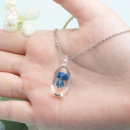 🌊Handmade Fused Glass Jellyfish Necklace