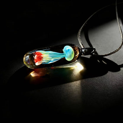 🌊Handmade Fused Glass Jellyfish Necklace
